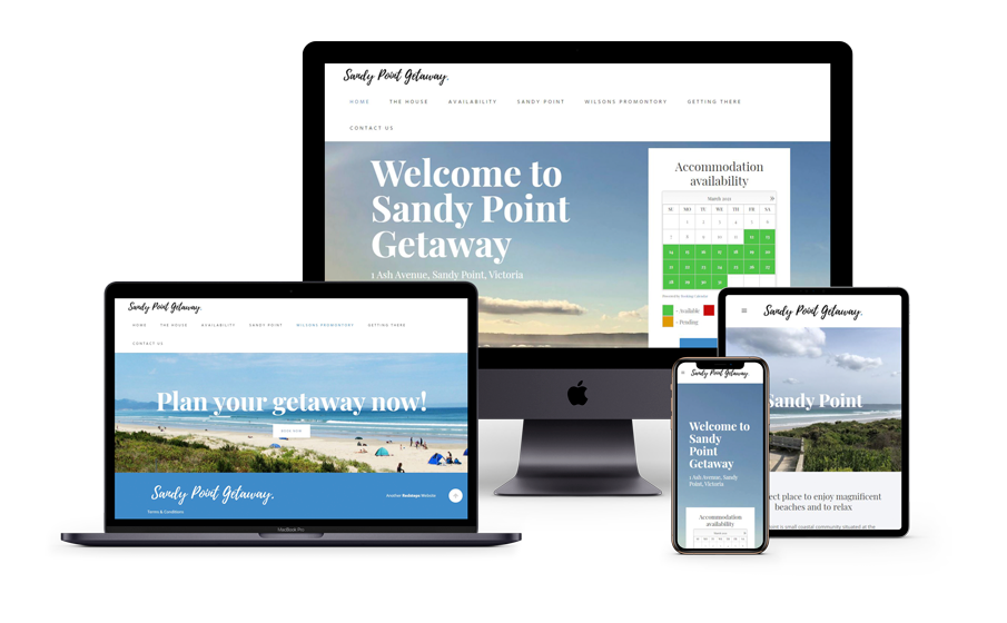 Sandy Point Getaway website design